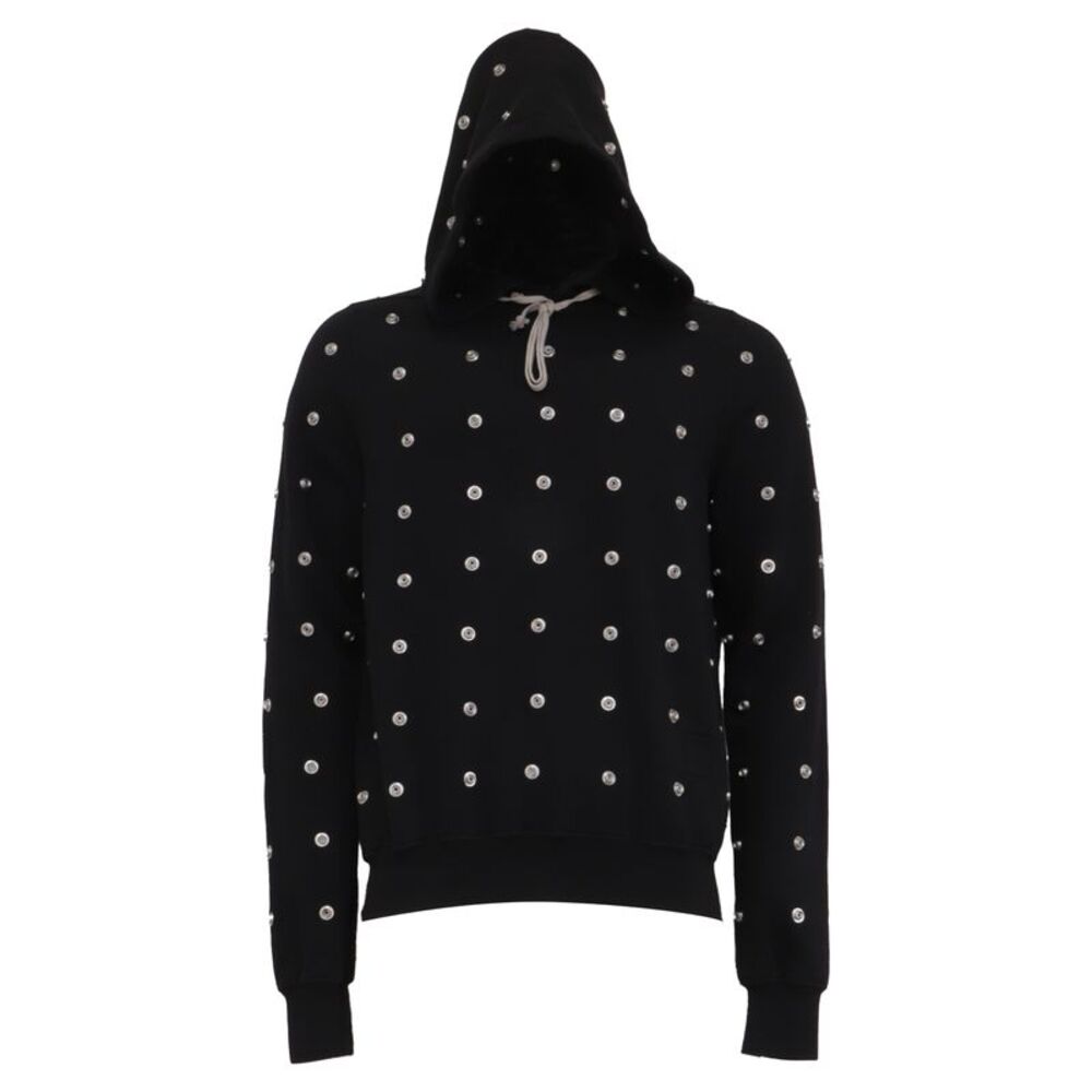 Rick Owens DRKSHDW Granbury Studded Hoodie in Black Cotton